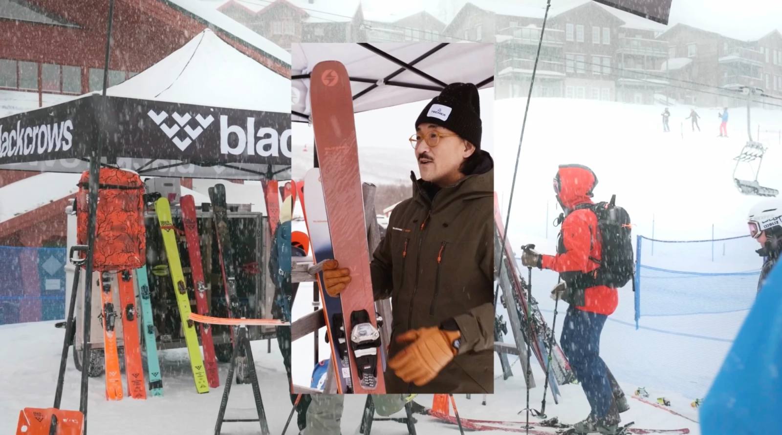 Testdag med skidor från Black Crows i snöfallet